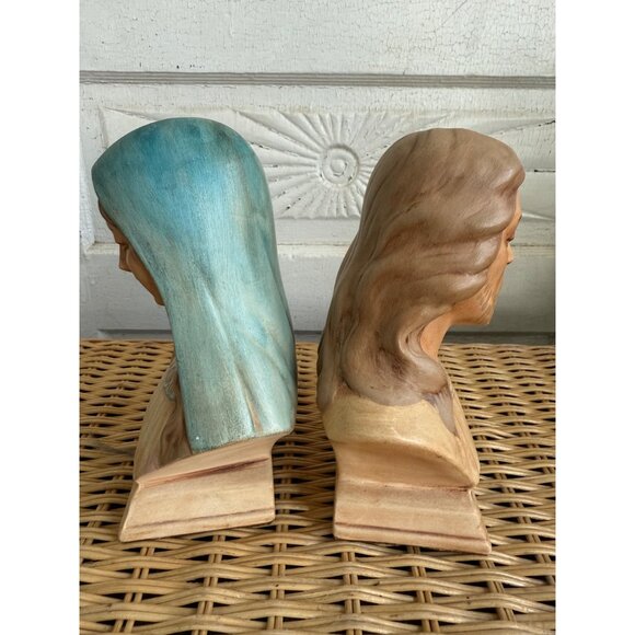 Vintage 60's Ceramic Busts Statues Jesus And Mary Religious Decor - Picture 2 of 10